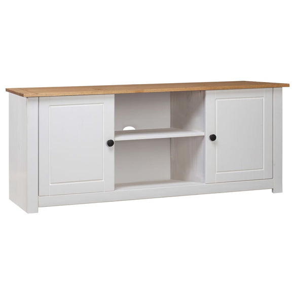 NNEVL TV Cabinet White 120x40x50 cm Solid Pine Wood Panama Range
