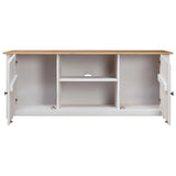 NNEVL TV Cabinet White 120x40x50 cm Solid Pine Wood Panama Range