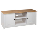 NNEVL TV Cabinet White 120x40x50 cm Solid Pine Wood Panama Range