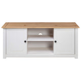 NNEVL TV Cabinet White 120x40x50 cm Solid Pine Wood Panama Range