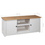 NNEVL TV Cabinet White 120x40x50 cm Solid Pine Wood Panama Range
