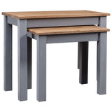 NNEVL Nesting Tables 2 pcs Grey Solid Pine Wood Panama Range