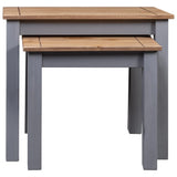 NNEVL Nesting Tables 2 pcs Grey Solid Pine Wood Panama Range