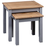 NNEVL Nesting Tables 2 pcs Grey Solid Pine Wood Panama Range