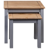 NNEVL Nesting Tables 2 pcs Grey Solid Pine Wood Panama Range