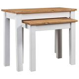 NNEVL Nesting Tables 2 pcs White Solid Pine Wood Panama Range