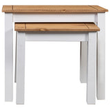 NNEVL Nesting Tables 2 pcs White Solid Pine Wood Panama Range