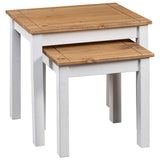 NNEVL Nesting Tables 2 pcs White Solid Pine Wood Panama Range
