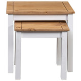 NNEVL Nesting Tables 2 pcs White Solid Pine Wood Panama Range