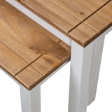 NNEVL Nesting Tables 2 pcs White Solid Pine Wood Panama Range