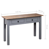 NNEVL Console Table Grey 110x40x72 cm Solid Pine Wood Panama Range