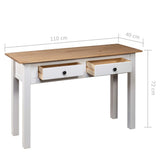 NNEVL Console Table White 110x40x72 cm Solid Pine Wood Panama Range