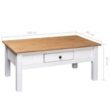 NNEVL Coffee Table White 100x60x45 cm Solid Pine Wood Panama Range