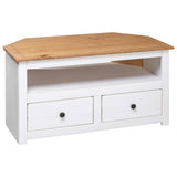 NNEVL Corner TV Cabinet White 93x49x49 cm Solid Pine Panama Range