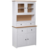 NNEVL Highboard White 93x40.5x180 cm Solid Pinewood Panama Range