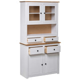 NNEVL Highboard White 93x40.5x180 cm Solid Pinewood Panama Range