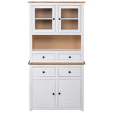 NNEVL Highboard White 93x40.5x180 cm Solid Pinewood Panama Range