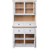 NNEVL Highboard White 93x40.5x180 cm Solid Pinewood Panama Range