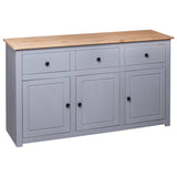 NNEVL Sideboard Grey 135x40x80 cm Solid Pinewood Panama Range