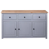 NNEVL Sideboard Grey 135x40x80 cm Solid Pinewood Panama Range