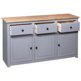 NNEVL Sideboard Grey 135x40x80 cm Solid Pinewood Panama Range