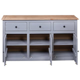 NNEVL Sideboard Grey 135x40x80 cm Solid Pinewood Panama Range