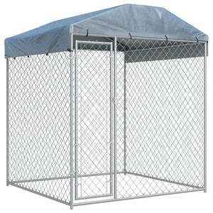 NNEVL Outdoor Dog Kennel with Canopy Top 193x193x225 cm