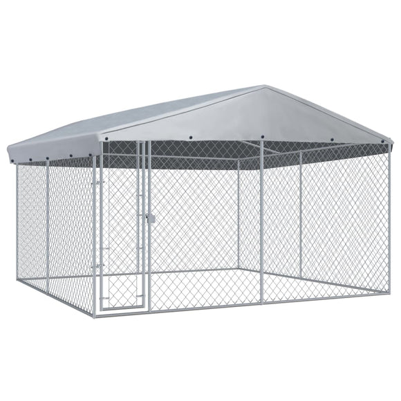 NNEVL Outdoor Dog Kennel with Roof 382x382x225 cm