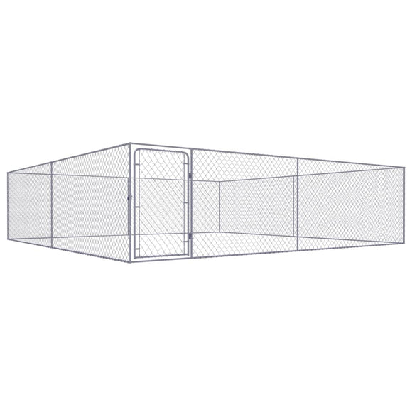 NNEVL Outdoor Dog Kennel Galvanised Steel 4x4x1 m