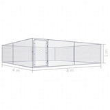 NNEVL Outdoor Dog Kennel Galvanised Steel 4x4x1 m