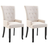 NNEVL Dining Chairs with Armrests 2 pcs Beige Fabric