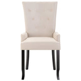 NNEVL Dining Chairs with Armrests 2 pcs Beige Fabric