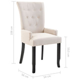 NNEVL Dining Chairs with Armrests 2 pcs Beige Fabric