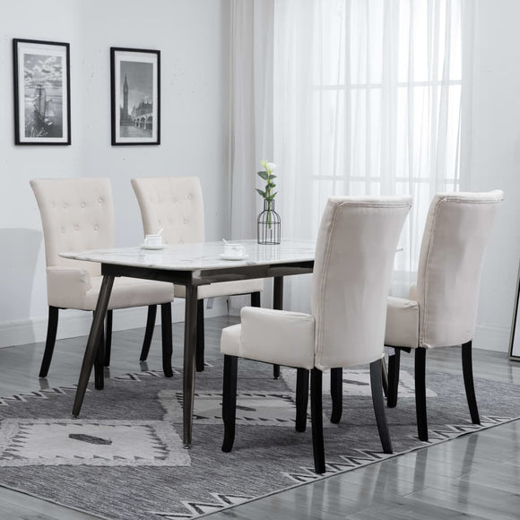 NNEVL Dining Chairs with Armrests 4 pcs Beige Fabric