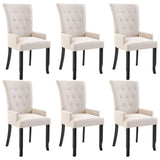 NNEVL Dining Chairs with Armrests 6 pcs Beige Fabric