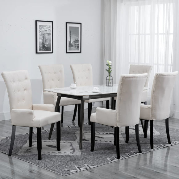 NNEVL Dining Chairs with Armrests 6 pcs Beige Fabric