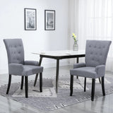 NNEVL Dining Chairs with Armrests 2 pcs Light Grey Fabric