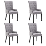 NNEVL Dining Chairs with Armrests 4 pcs Light Grey Fabric