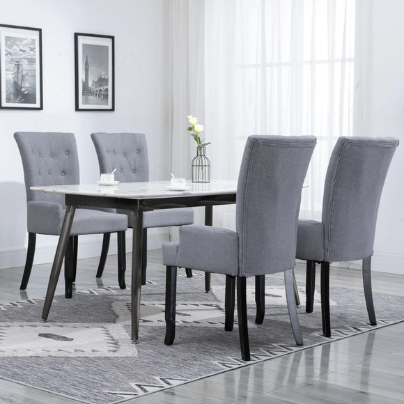 NNEVL Dining Chairs with Armrests 4 pcs Light Grey Fabric