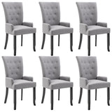 NNEVL Dining Chairs with Armrests 6 pcs Light Grey Fabric