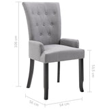 NNEVL Dining Chairs with Armrests 6 pcs Light Grey Fabric