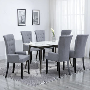 NNEVL Dining Chairs with Armrests 6 pcs Light Grey Fabric