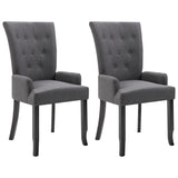 NNEVL Dining Chairs with Armrests 2 pcs Dark Grey Fabric