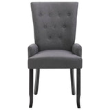 NNEVL Dining Chairs with Armrests 2 pcs Dark Grey Fabric