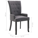 NNEVL Dining Chairs with Armrests 2 pcs Dark Grey Fabric