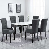NNEVL Dining Chairs with Armrests 6 pcs Dark Grey Fabric