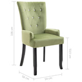 NNEVL Dining Chair with Armrests 2 pcs Light Green Velvet
