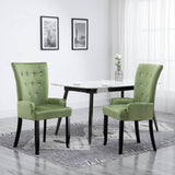 NNEVL Dining Chair with Armrests 2 pcs Light Green Velvet