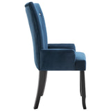 NNEVL Dining Chair with Armrests 2 pcs Dark Blue Velvet