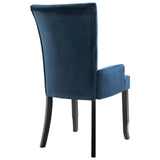 NNEVL Dining Chair with Armrests 2 pcs Dark Blue Velvet